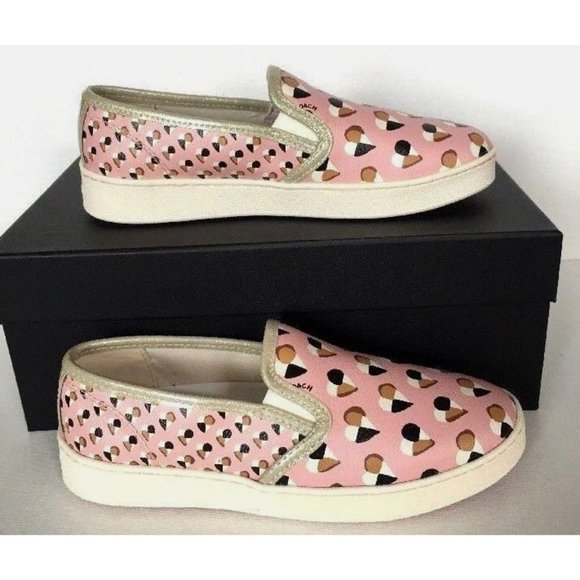 New Coach Style C117 FG2113 Slip on Heart Print Women's Shoes Size 6 B Blush - Picture 4 of 6